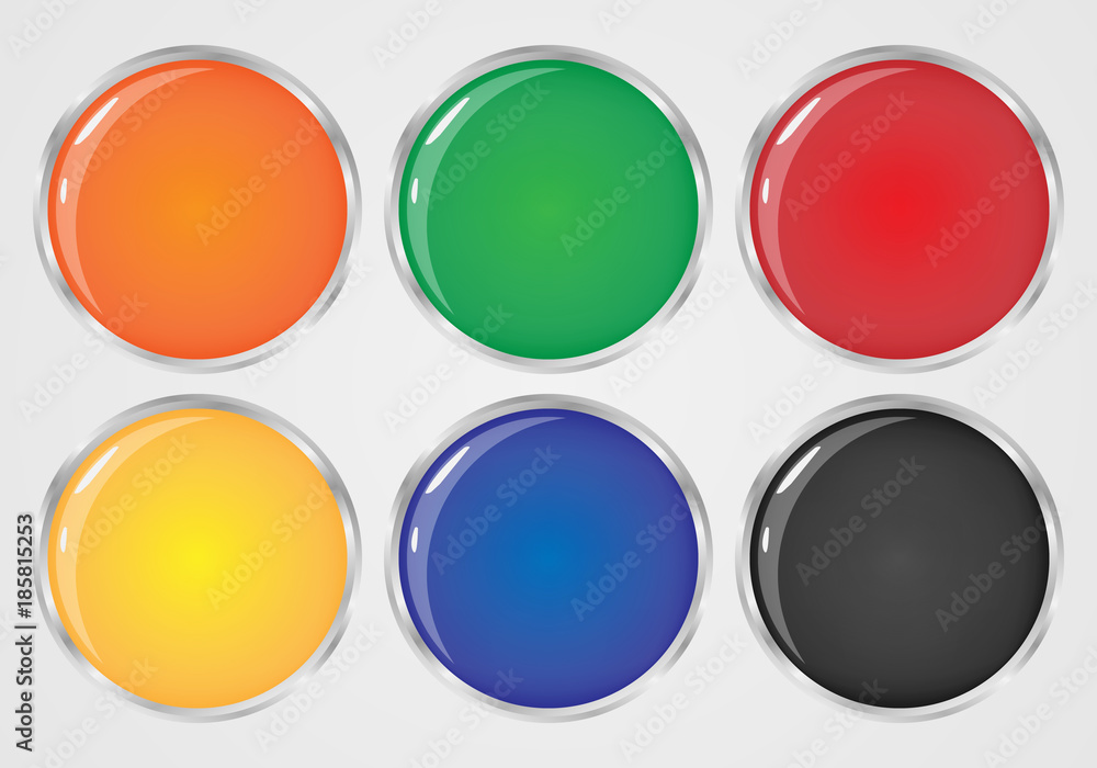 Set of colored round buttons. Plastic buttons are round in shape. Set of colored round buttons. Plastic buttons are round in shape.