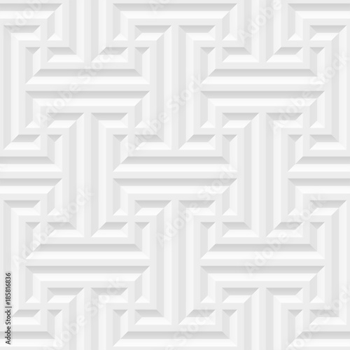 Vector white background. Seamless volumetric geometric pattern. Modern seamless pattern.