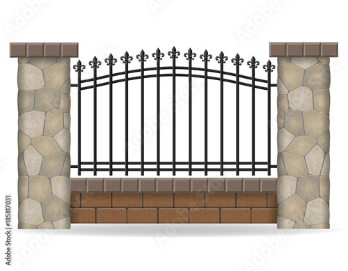 stone fence vector illustration