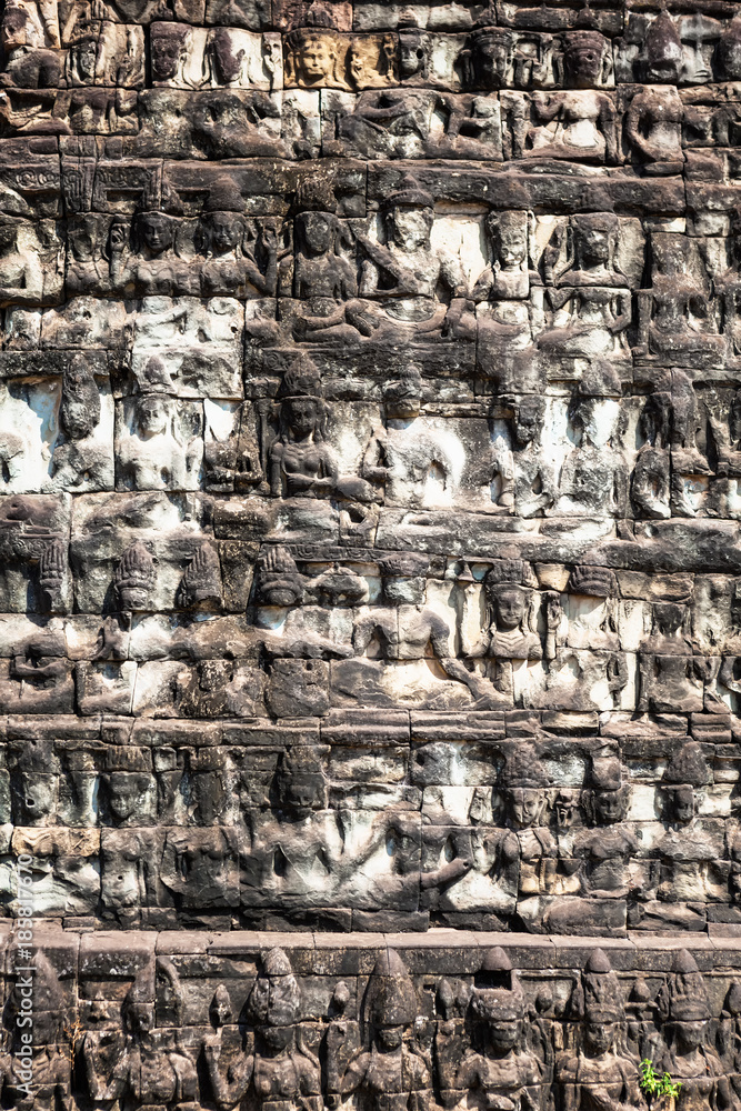 Wall of Terrace of the Leper King, Angkor Wat, Cambodia