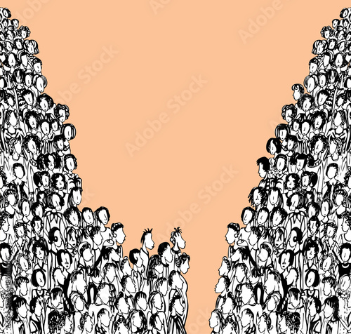 Two crowds of people met