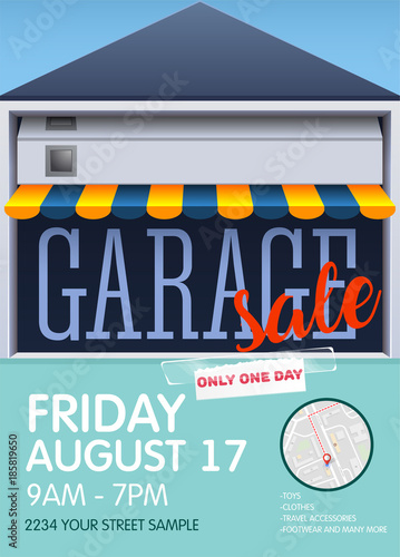 Printable poster template for garage or yard sale event. vector