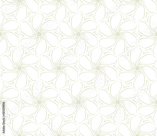 Minimalistic repeating linear flower pattern on white background