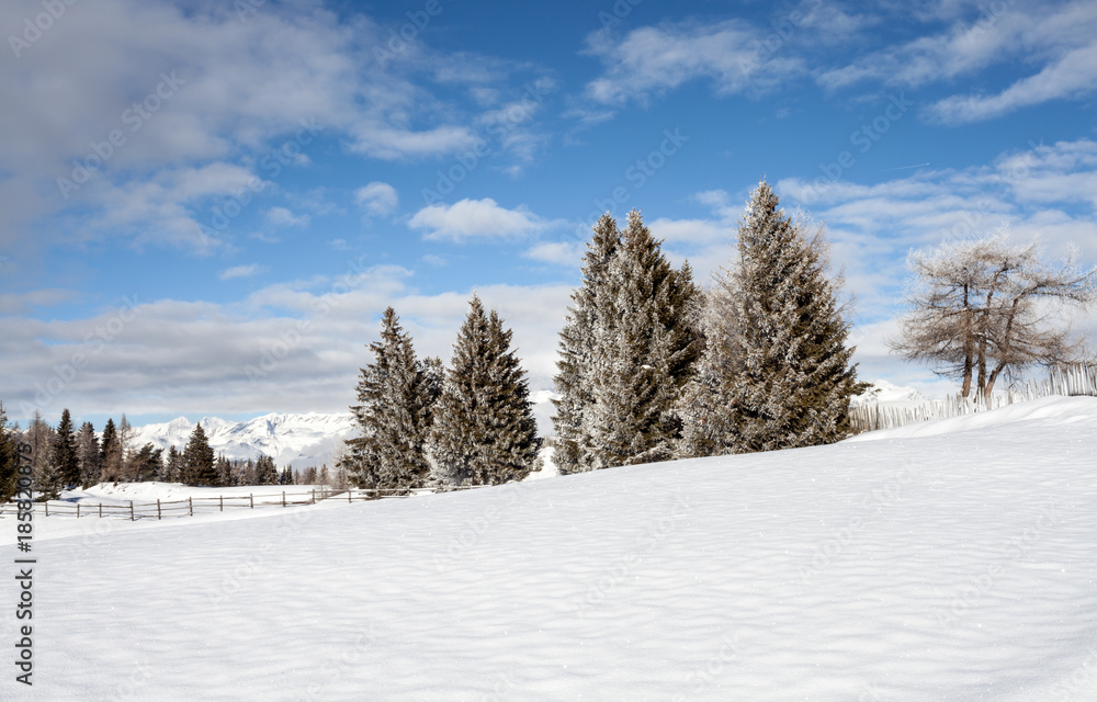 snow mountains and blue sky in south tirol winter travel landscape snow mountains and blue sky in south tirol winter travel landscape
