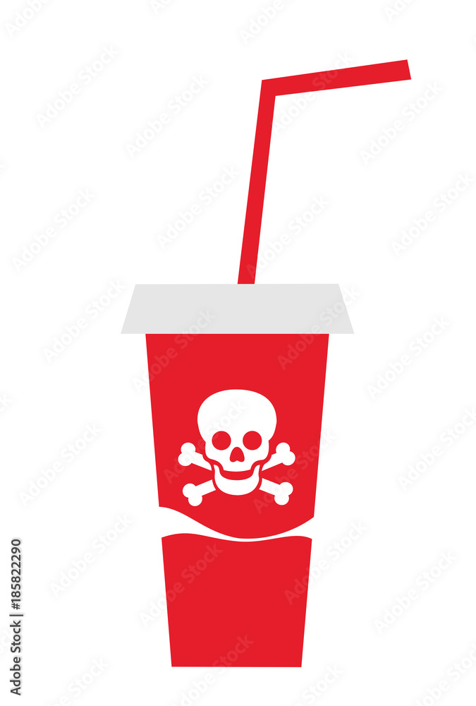 Obraz premium Drink in the red cup is dangerous to consumpt. Vector illustration.