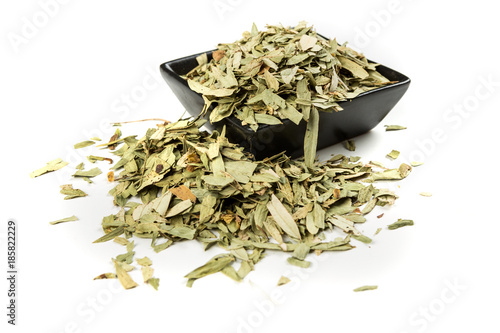 Pile of senna leaves isolated on a white background
