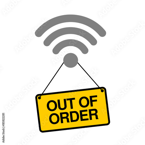 Wi-fi signal is out of order. Proble, trouble and difficulty with wireless internet connection - low reach or failure. Vector illustration