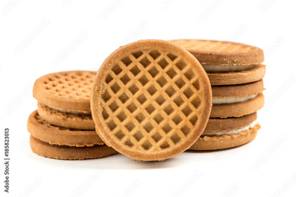 Stacks of cookies isolated on a white background Stacks of cookies isolated on a white background