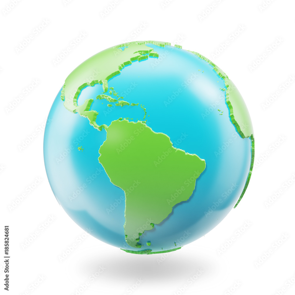 Fototapeta premium Earth globe isolated on white background. Globe planet Earth icon, 3D Rendring