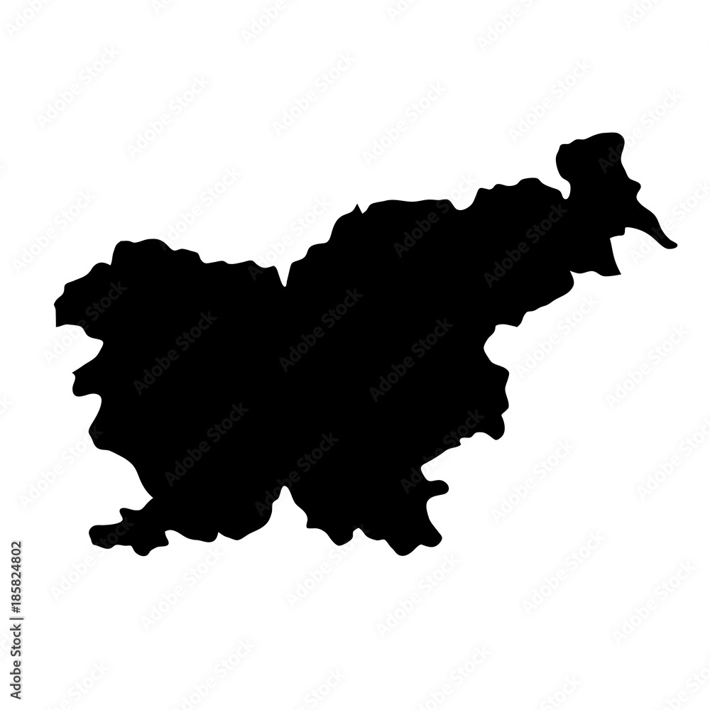 Fototapeta premium black silhouette country borders map of Slovenia on white background of vector illustration