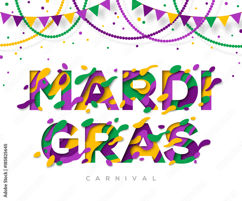 Carnival Mardi Gras greeting card with typography design Carnival Mardi Gras greeting card with typography design