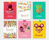 Carnival colorful posters set, flyer or invitation design