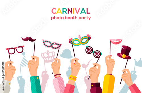 Carnival banner with carnaval masks on white