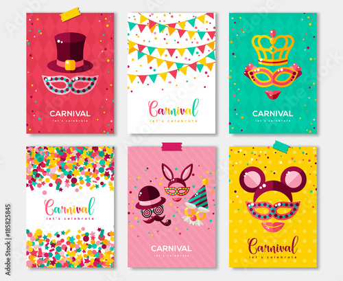 Foto Carnival colorful posters set, flyer or invitation design
