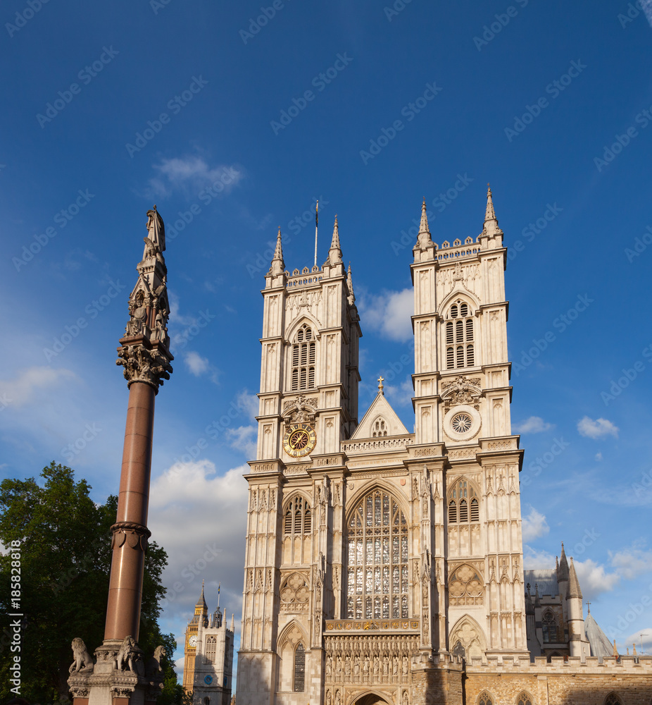 Westminster Abbey and Column London UK