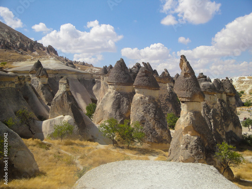 Cappadocia landscape, sandstone rocks in Turkey photo