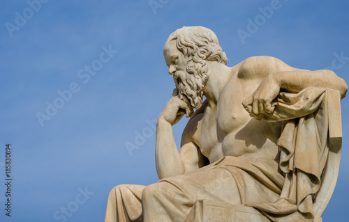 Close up of a greatest of philosophers Socrates reflects on the meaning of life.