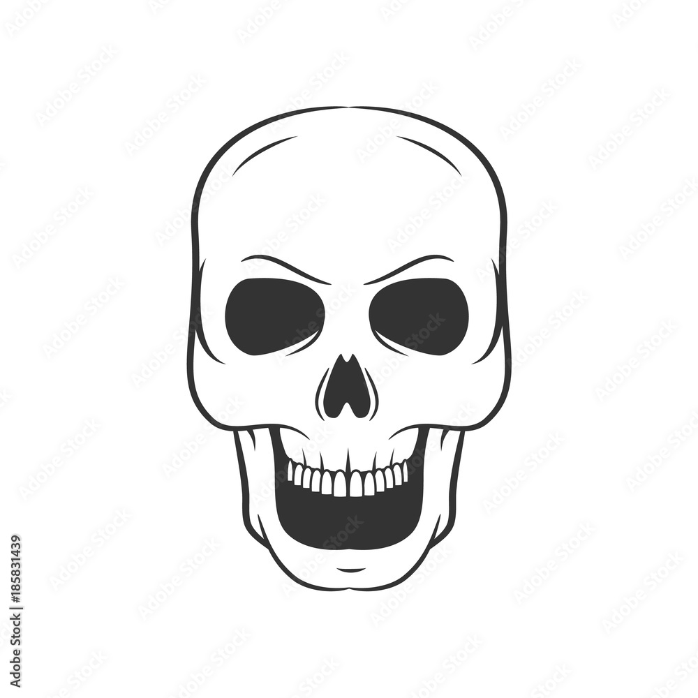 Hand drawn skulls. Blackicons on white background