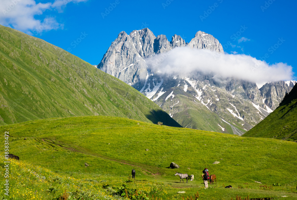 Mountain landscape of the peaks of Chauchi Mountain landscape of the peaks of Chauchi