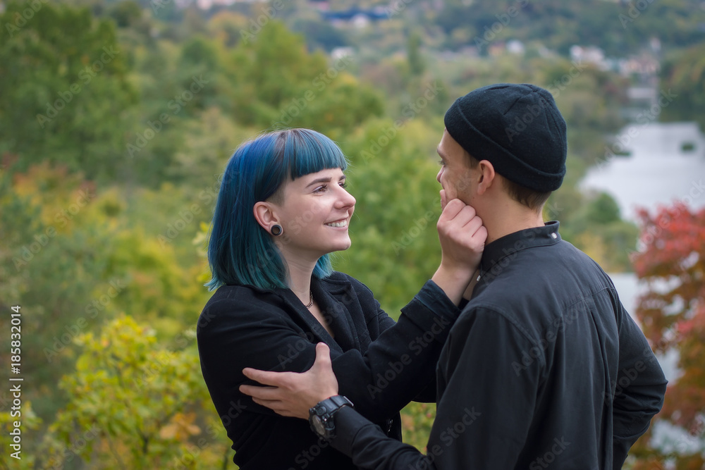 girl and boyfriend lovers near the river girl and boyfriend lovers near the river