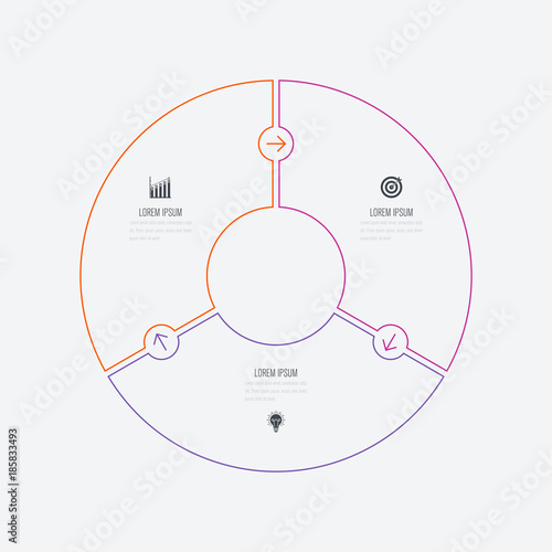 Infographics template 3 options with circle