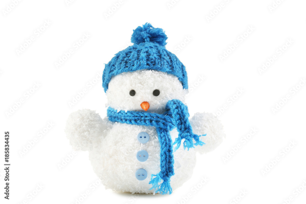 Small snowman toy isolated on white Small snowman toy isolated on white