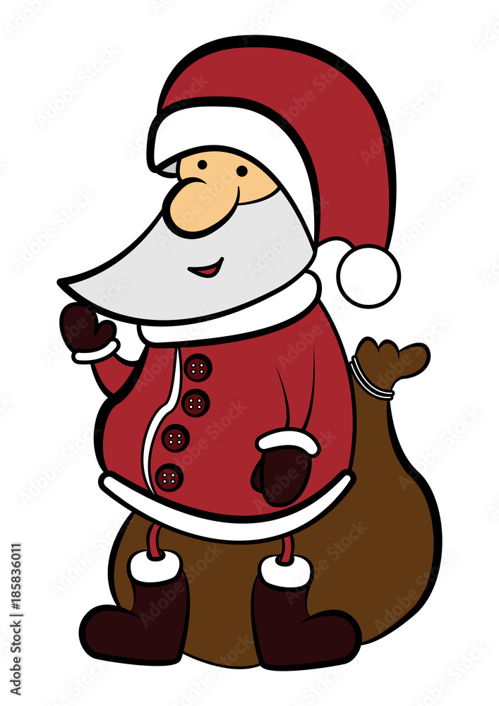 happy new year, christmas character, saint nicholas with big bag, Santa claus with gifts, vector image, flat design, cartoon character happy new year, christmas character, saint nicholas with big bag, Santa claus with gifts, vector image, flat design, cartoon character