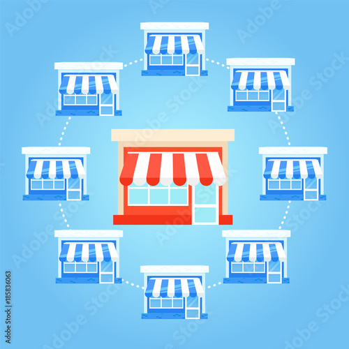 Franchise banner. Chain of stores with a ready business plan