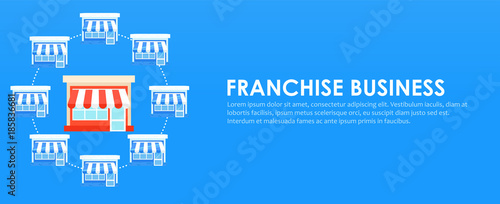 Franchise banner. Chain of stores with a ready business plan