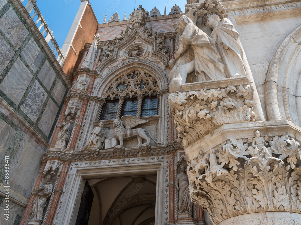 Architectural details of the Basilica di San Marco (San Marco Cathedral), Venice, Italy. 