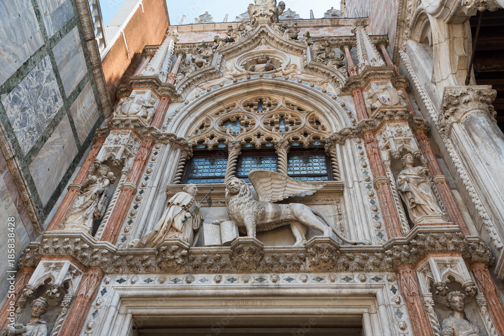 Architectural details of the Basilica di San Marco (San Marco Cathedral), Venice, Italy. 