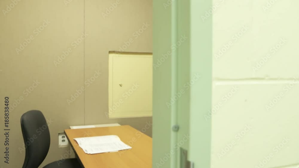 POV Dolly Movement Shot Entering A Jail Interview Or Interrogation Room POV Dolly Movement Shot Entering A Jail Interview Or Interrogation Room