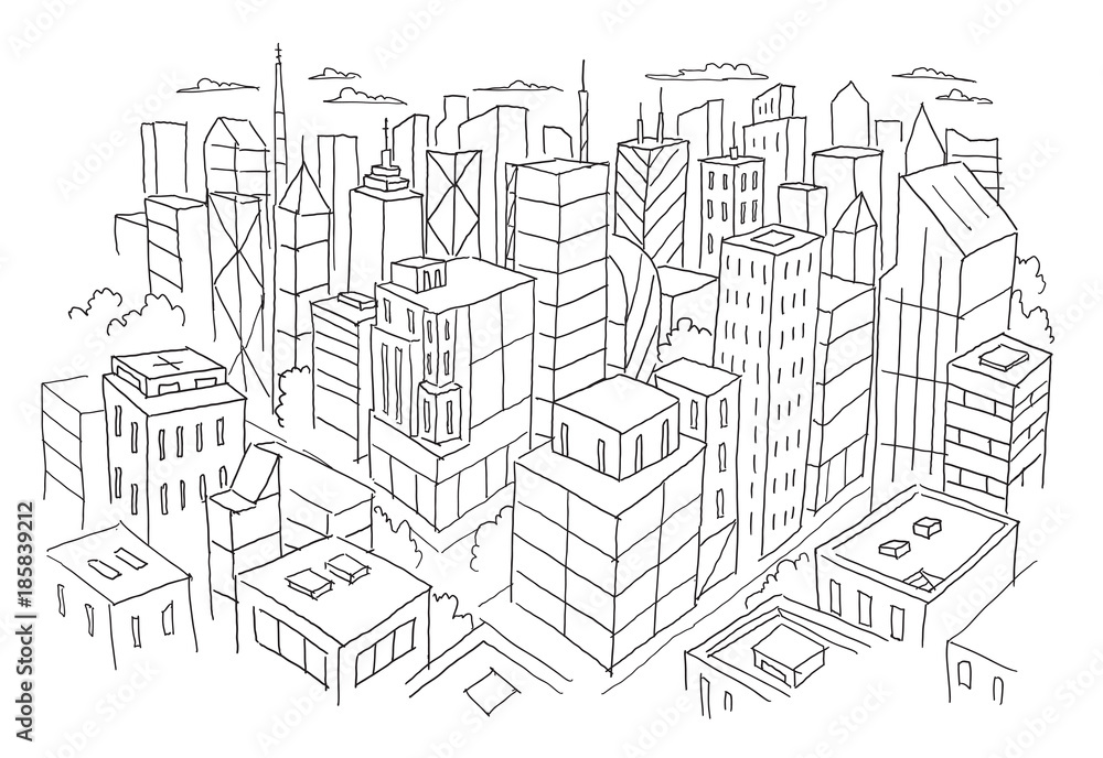 Drawing City Street Sketch Vector Images (over 8,200)