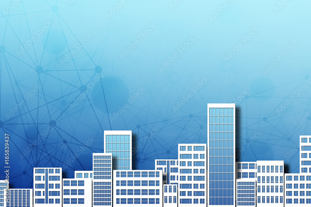 Fototapeta premium skyline megapolis in blue background