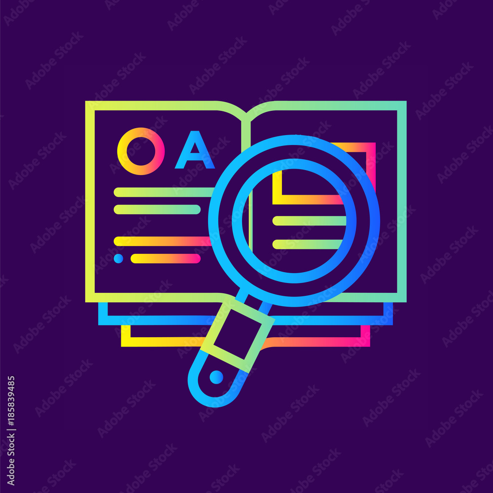 Unique linear icon Search of knowledge. Online education, e-learning. Modern outline icons for mobile application Unique linear icon Search of knowledge. Online education, e-learning. Modern outline icons for mobile application
