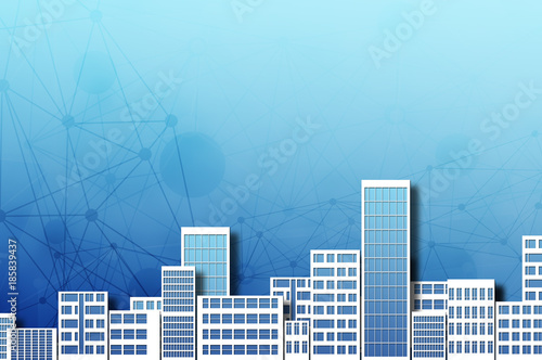 skyline megapolis in blue background