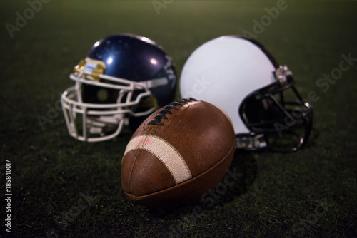 american football and helmets