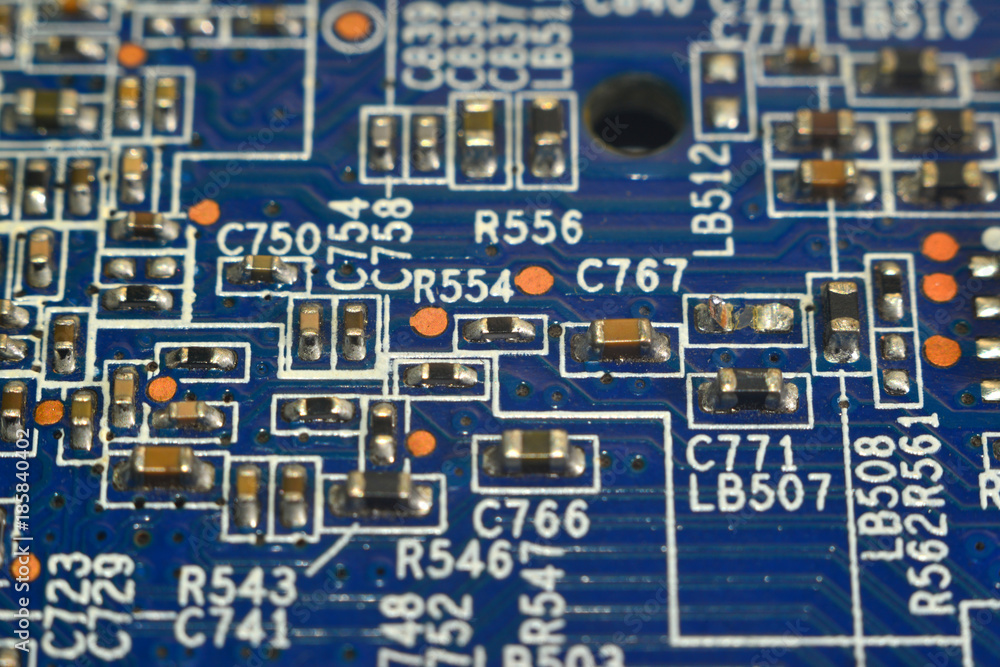 Electronic chip and standard inscriptions of resistors and condensers Electronic chip and standard inscriptions of resistors and condensers