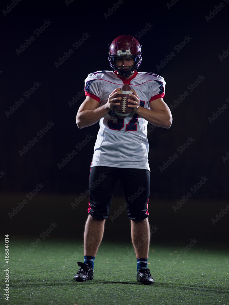 portrait of confident American football player