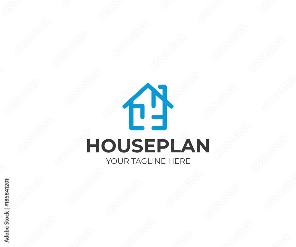 House Plan Logo Template. Floorplan Vector Design. Home Illustration