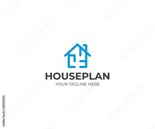 House Plan Logo Template. Floorplan Vector Design. Home Illustration