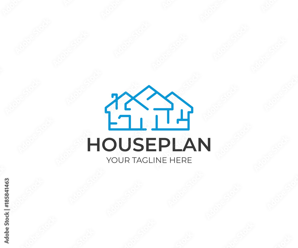 House Plan Logo Template. Floorplan Vector Design. Home Illustration