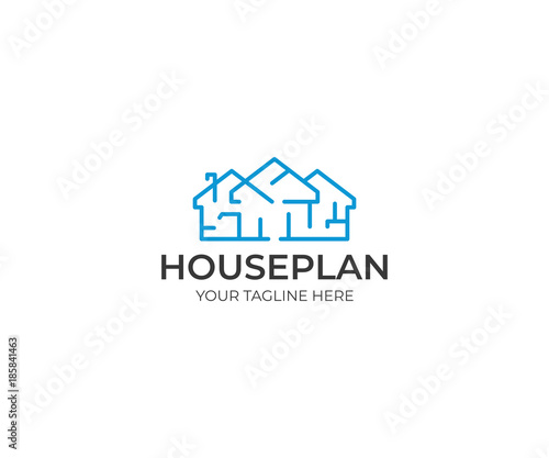 House Plan Logo Template. Floorplan Vector Design. Home Illustration