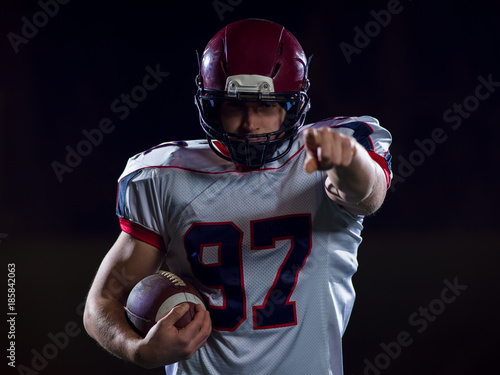 portrait of confident American football player