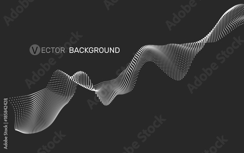 3D abstract digital wave of particles and wireframe. Futuristic vector illustration. Technology concept. Background for banner, flyer, book, cover, poster.