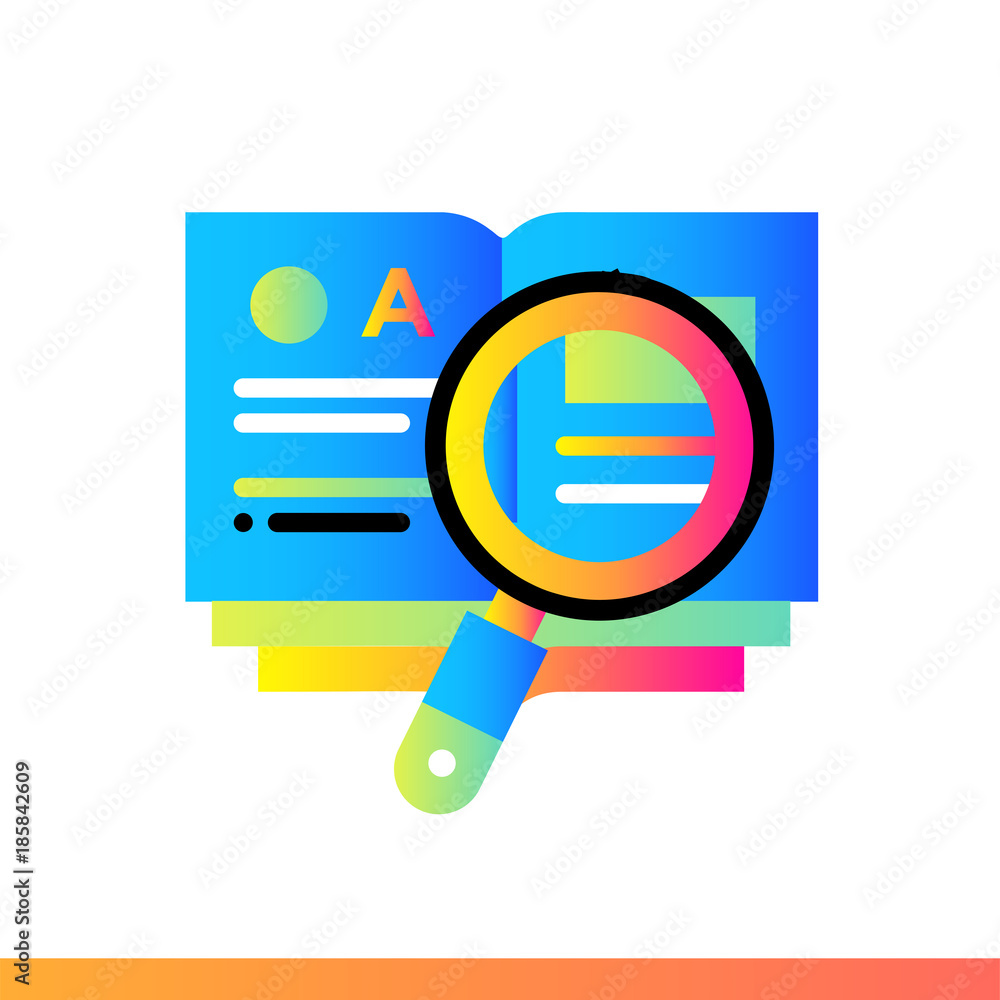 Flat icon Search of knowledge. Online education, e-learning. Material design icon suitable for print, website and presentation Flat icon Search of knowledge. Online education, e-learning. Material design icon suitable for print, website and presentation