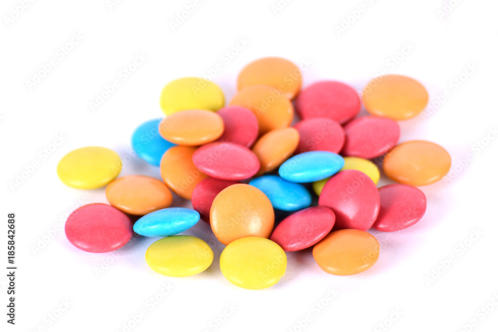  Colorful candies. Isolated on white background seamless image