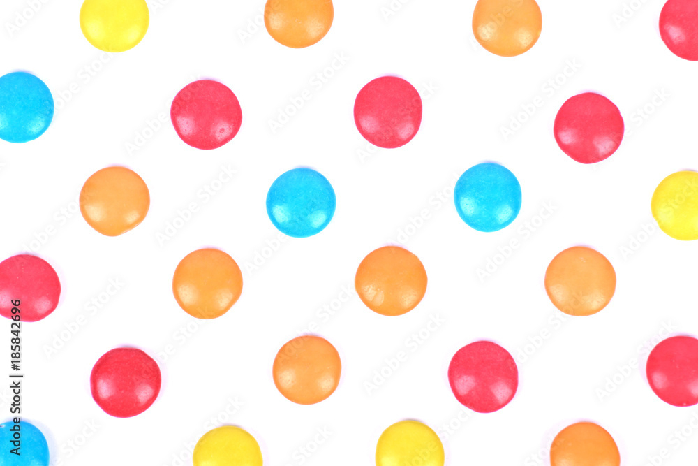  Colorful candies. Isolated on white background seamless image