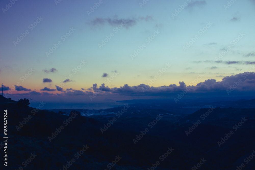 Mountain. Sunset landscape. Costa del Sol, Andalusia, Spain.