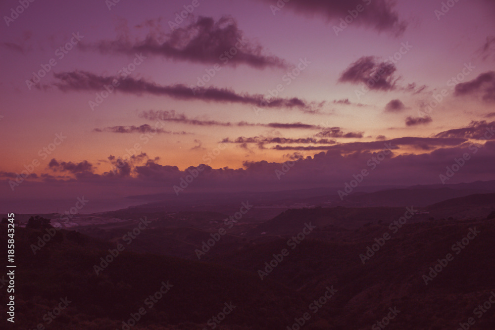 Obraz premium Mountain. Sunset landscape. Costa del Sol, Andalusia, Spain.